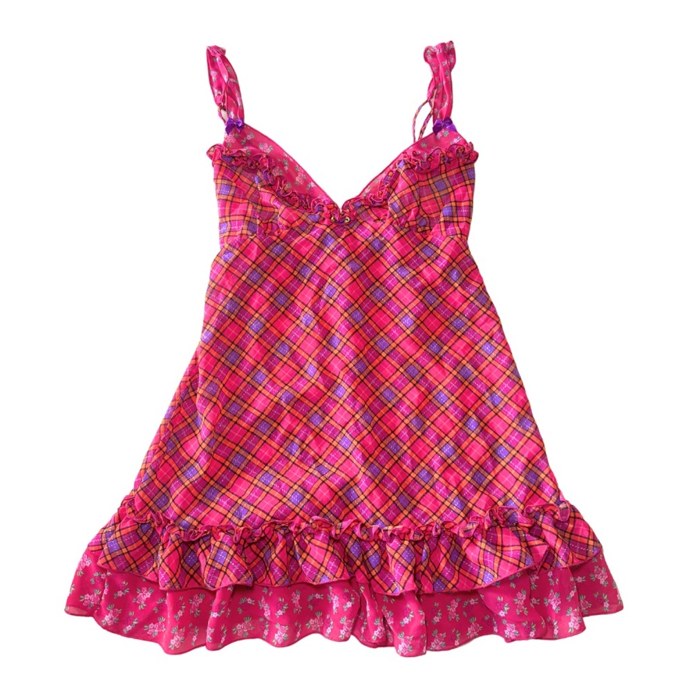 Vintage Victoria’s Secret Y2K Plaid and Floral Babydoll - Picture 1 of 7